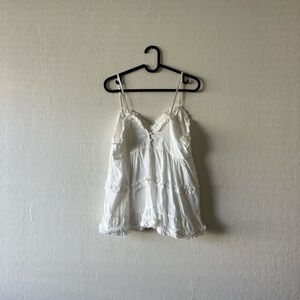 White Ruffled Sleeveless Top